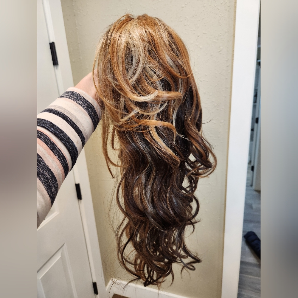 Lace front wig brown, copper, blonde